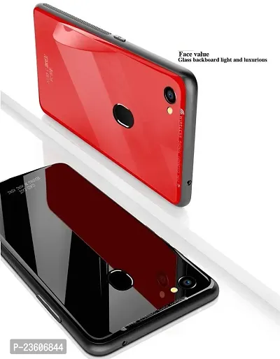 Luxury Premium Tempered Glass Protection Hard Soft Silicone Back Case for Oppo F7 RED-thumb3