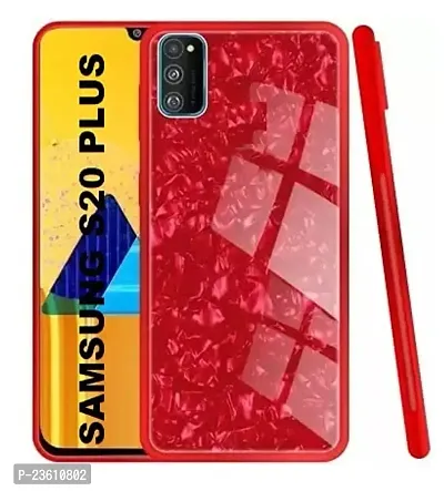 Coverskart for Samsung Galaxy S20 Plus Luxurious Marble Pattern Bling Shell Back Glass Case Cover with Soft TPU Bumper for Samsung Galaxy S20 Plus, (Red)-thumb0