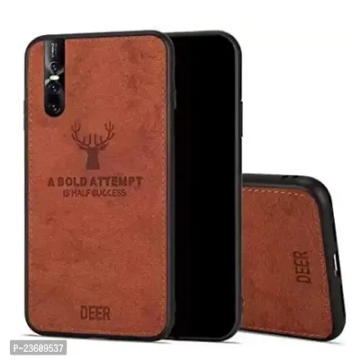 Coverskart (TM) Deer Cloth Canvas Texture Fabric Leather Case for VIVO V15 PRO (Brown)-thumb0