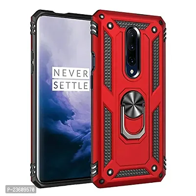 AEMA? for One Plus 7 Pro/ 1 +7pro Luxury Dual Layer Hybrid Shockproof Armor Defender Case with 360 Degree Metal Rotating Finger Ring Holder Kickstand for One Plus 7 Pro/ 1 +7pro, (Red)