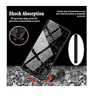 Coverskart Back Cover for Vivo X50 Pro Marble Cover Case, Marble Pattern Anti Scratch Toughened Glass Back Case with Electroplated TPU Bumper Back Case (Black)-thumb2