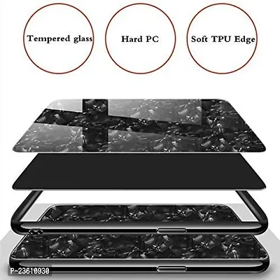 Coverskart Luxurious Marble Pattern Bling Shell Back Glass Case Cover with Soft TPU Bumper for One Plus 7pro, (Black)-thumb5