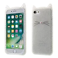 ae mobile accessorize 3D CARTOON SERIES Cute Cat Beard Silicone Case Cover for Iphone (Iph 7 + Wht)-thumb4