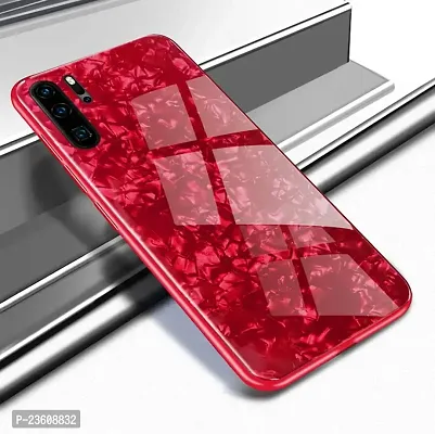 Coverskart Luxurious Marble Pattern Bling Shell Back Glass Case Cover with Soft TPU Bumper for Realme 5pro, (Red)