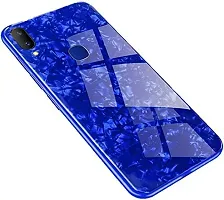 Coverskart Luxurious Marble Pattern Bling Shell Back Glass Case Cover with Soft TPU Bumper for Samsung Galaxy M20, (Blue)-thumb2