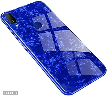 Coverskart Luxurious Marble Pattern Bling Shell Back Glass Case Cover with Soft TPU Bumper for Samsung Galaxy M20, (Blue)-thumb3