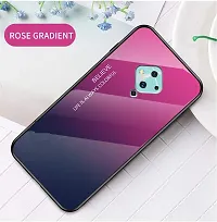 ae mobile accessorize AEMA (TM) Colourful Toughened Glass Back Case with Shockproof TPU Rubber Bumper Back Cover for Vivo S1 pro, (Blue - Pink)-thumb2