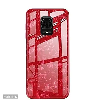 Coverskart for Xiaomi Redmi Note 9 Pro/Xiaomi Redmi Note 9 Pro Max Luxurious Marble Pattern Bling Shell Back Glass Case Cover with Soft TPU Bumper for (Red)-thumb0