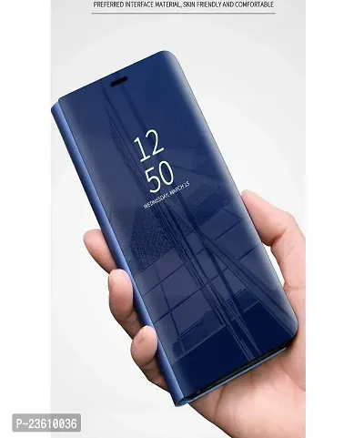 Mirror Flip Cover Semi Clear View Smart Cover Phone S-View Clear, Kickstand FLIP Case for Oppo F9 PRO Blue-thumb4
