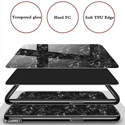 Coverskart Luxurious Marble Pattern Bling Shell Back Glass Case Cover with Soft TPU Bumper for Samsung Galaxy A50, (Black)-thumb5