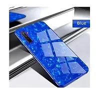 Coverskart for One Plus Nord, 1+ NORD Luxurious Marble Pattern Bling Shell Back Glass Case Cover with Soft TPU Bumper for One Plus Nord, (Blue)-thumb1