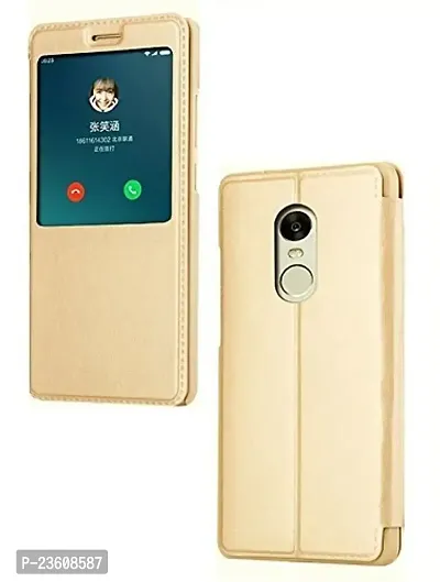 AEMA(TM) XIAOMI REDMI Note 4 Quick SVIEW Window Flip Leather Finish Textured Case Cover Gold-thumb5