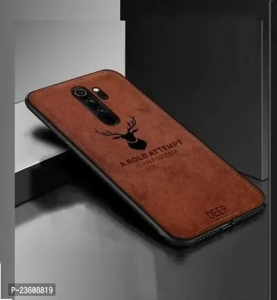 AE Mobile Accessorize? Deer Cloth Canvas Texture Fabric Leather Case for (Xiaomi Redmi Note 8 Pro, Brown)-thumb0