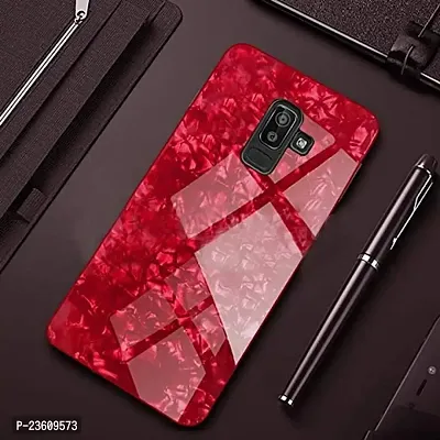 CoversKart(TM) Luxurious Marble Pattern Bling Shell Back Glass Case Cover with Soft TPU Bumper for Samsung Galaxy S9 (Red)