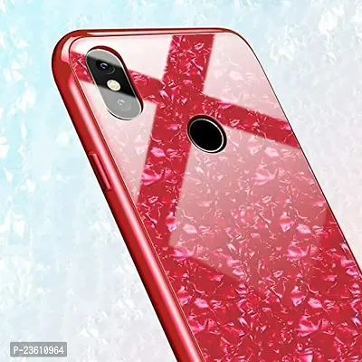 AEMA (TM) Marbel Series Glass Back Case with Shockproof Scratch-Resistant  TPU Soft Siicone Bumper Cover for Xiaomi Note 7 / Note 7pro, (Red)-thumb2