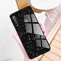 Coverskart Luxurious Marble Pattern Bling Shell Back Glass Case Cover with Soft TPU Bumper for Vivo V15pro, (Black)-thumb2