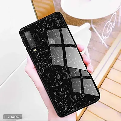 Coverskart Luxurious Marble Pattern Bling Shell Back Glass Case Cover with Soft TPU Bumper for Vivo V15pro, (Black)-thumb3