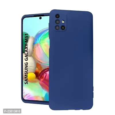 CoversKart Compatible with Samsung Galaxy M51 Ultra Slim Soft Silicone Back Cover | Inner Microfiber | CameraRtection Back Case (Blue)