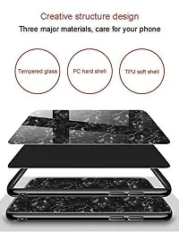 Coverskart Luxurious Marble Pattern Bling Shell Back Glass Case Cover with Soft TPU Bumper for (iPhone 7 Plus Black)-thumb3