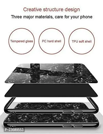 Coverskart Luxurious Marble Pattern Bling Shell Back Glass Case Cover with Soft TPU Bumper for (iPhone 7 Plus Black)-thumb4