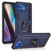 AEMA? for Oppo F17 Pro Luxury Dual Layer Hybrid Shockproof Armor Defender Case with 360 Degree Metal Rotating Finger Ring Holder Kickstand for Oppo F17 Pro, (Blue)-thumb1