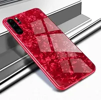 Coverskart Luxurious Marble Pattern Bling Shell Back Glass Case Cover with Soft TPU Bumper for Xiaomi Redmi Note 8pro, (Red)-thumb2