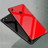 Luxury Premium Tempered Glass Protection Hard Soft Silicone Back Case for Oppo F7 RED-thumb3