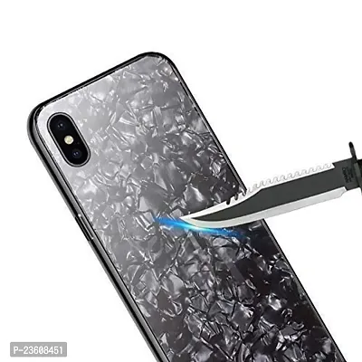 Coverskart Luxurious Marble Pattern Bling Shell Back Glass Case Cover with Soft TPU Bumper for Vivo Z1pro, (Black)-thumb5