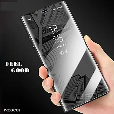 Coverskart Mirror Flip Cover Semi Clear View Smart Cover Phone S-View Clear, Kickstand FLIP Case for VIVO V11 PRO Black (Sensor flip is not Working)-thumb2