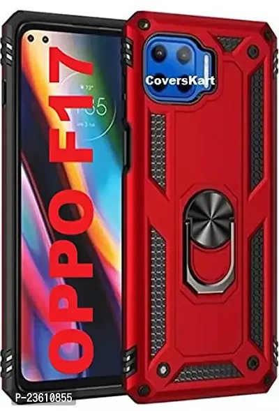AEMA? for Vivo F17 Luxury Dual Layer Hybrid Shockproof Armor Defender Case with 360 Degree Metal Rotating Finger Ring Holder Kickstand for Vivo F17, (RED)
