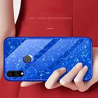 Coverskart Luxurious Marble Pattern Bling Shell Back Glass Case Cover with Soft TPU Bumper for (Redmi 7, Blue)-thumb3