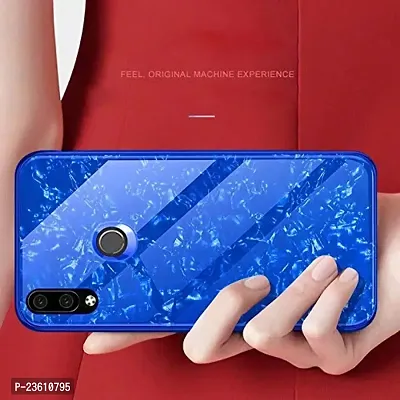 Coverskart Luxurious Marble Pattern Bling Shell Back Glass Case Cover with Soft TPU Bumper for (Redmi 7, Blue)-thumb4