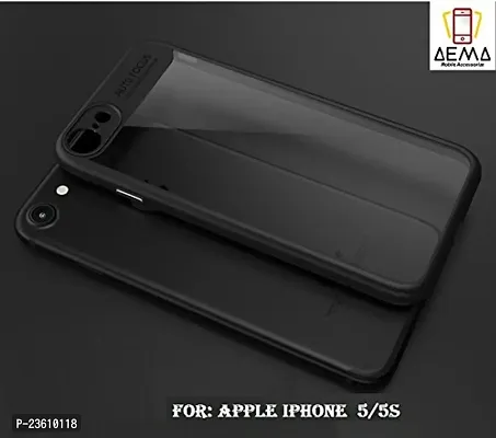 AEMA? [AUTO Focus Series Bumper] Soft Silicone Frame Hard Transparent Back Cover ForAPPLE iPhone 5/5S Phone Cases Black
