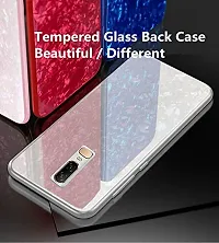 Coverskart Luxurious Marble Pattern Bling Shell Back Glass Case Cover with Soft TPU Bumper for One Plus 6 / OnePlus 6/1+6 (White)-thumb1