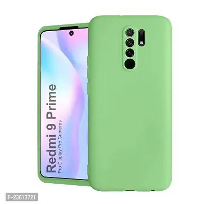 CoversKart Compatible with Redmi 9 Prime Ultra Slim Soft Silicone Back Cover | Inner Microfiber | Camera Protection Back Case (Parrot Green)