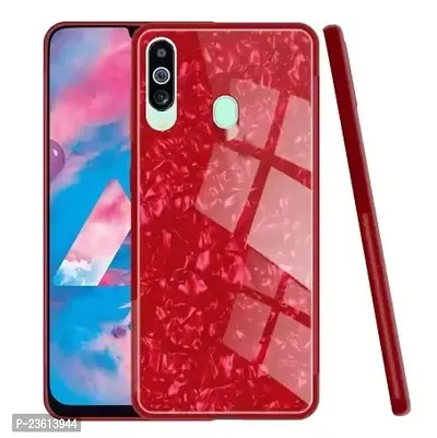 Coverskart Back Cover for Samsung M40 Marble Cover Case, Marble Pattern Anti Scratch Toughened Glass Back Case with Electroplated TPU Bumper Back Case (Red)