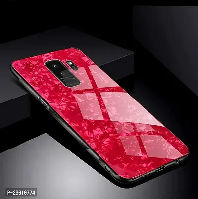 Coverskart Luxurious Marble Pattern Bling Shell Back Glass Case Cover with Soft TPU Bumper for Samsung Galaxy S9plus, (Red)