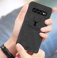 Coverskart (TM) Deer Cloth Canvas Texture Fabric Leather Case for Samsung Galaxy S10 (Black)-thumb2