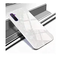 Coverskart Luxurious Marble Pattern Bling Shell Back Glass Case Cover with Soft TPU Bumper for (One Plus Nord, White)-thumb1