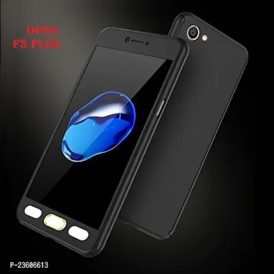 AEMA 100% 360 Degree Oppo F3 Plus Front Back Cover Case with Tempered Black