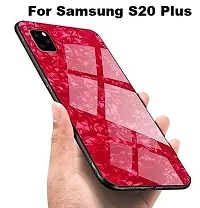 Coverskart for Samsung Galaxy S20 Plus Luxurious Marble Pattern Bling Shell Back Glass Case Cover with Soft TPU Bumper for Samsung Galaxy S20 Plus, (Red)-thumb1