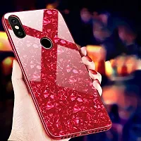 Coverskart Luxurious Marble Pattern Bling Shell Back Glass Case Cover with Soft TPU Bumper for (Samsung M20, Red)-thumb2