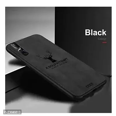 Coverskart (TM) Deer Cloth Canvas Texture Fabric Leather Case for VIVO V15 PRO (Black)-thumb0