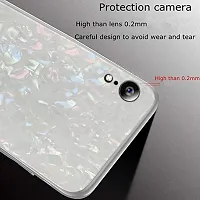 Coverskart Luxurious Marble Pattern Bling Shell Back Glass Case Cover with Soft TPU Bumper for iPhone XR (White)-thumb1