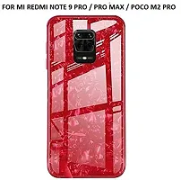 Coverskart for Xiaomi Redmi Note 9 Pro/Xiaomi Redmi Note 9 Pro Max Luxurious Marble Pattern Bling Shell Back Glass Case Cover with Soft TPU Bumper for (Red)-thumb3
