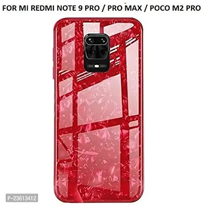 Coverskart for Xiaomi Redmi Note 9 Pro/Xiaomi Redmi Note 9 Pro Max Luxurious Marble Pattern Bling Shell Back Glass Case Cover with Soft TPU Bumper for (Red)-thumb4