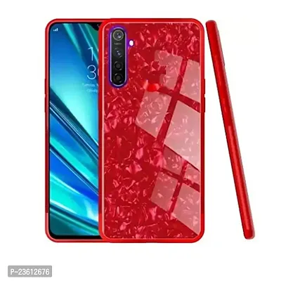 Coverskart One Plus Nord / 1+NORD Luxurious Marble Pattern Bling Shell Back Glass Case Cover with Soft TPU Bumper (Red)