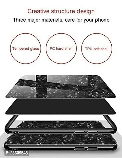 Coverskart Luxurious Marble Pattern Bling Shell Back Glass Case Cover with Soft TPU Bumper for Xiaomi Redmi Note 6pro, (Black)-thumb5