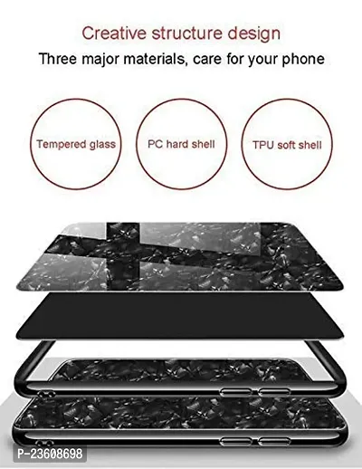 Coverskart Luxurious Marble Pattern Bling Shell Back Glass Case Cover with Soft TPU Bumper for Xiaomi Redmi 7, (White)-thumb5