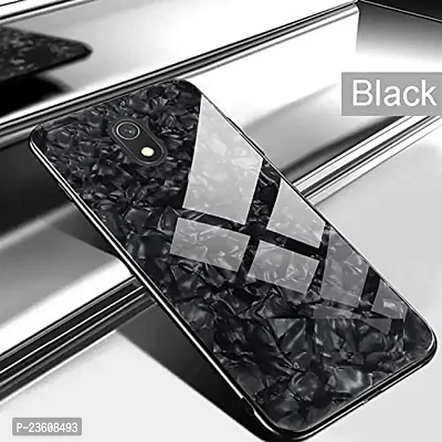 Coverskart for Xiaomi Redmi 8A Luxurious Marble Pattern Bling Shell Back Glass Case Cover with Soft TPU Bumper for Xiaomi Redmi 8A, (Black)-thumb2